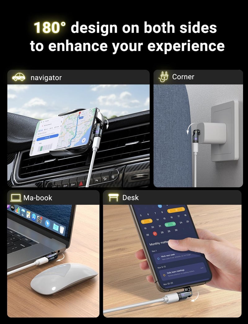 AS 240W USB C Magnetic Adapter (3Pack), Gen3 USB C 90 Degree Adapter/C Right Angle Adapter/180 Degree USBC Adapters/USBC to USBC Adapters for Phone 16/15, Ma-Book Pro/Pad Series, Samsung - Image 5